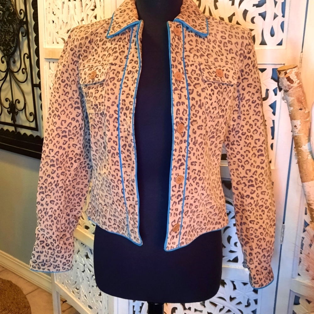 Leopard Print Leather Jacket - image 1